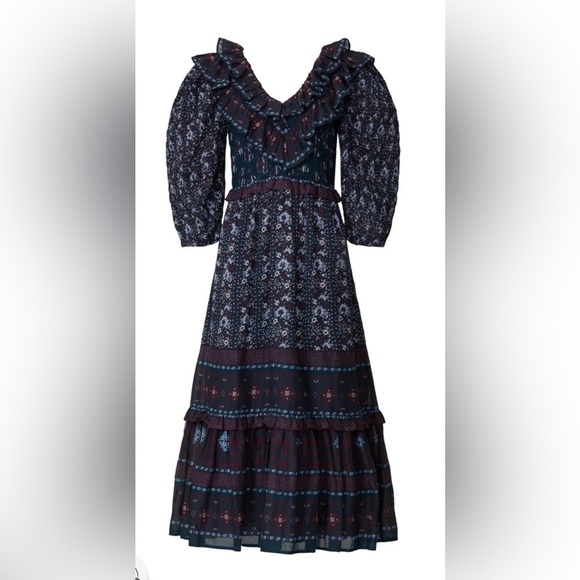 GUC Sea New York- Nadine Border Maxi Dress. Size 12 - Picture 1 of 13